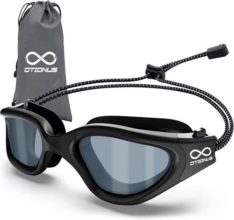 Otionus Store Swim Goggles, Polarized Adult Swimming Goggles Bungee Strap No Hair Pulling Anti-fog Pool Goggles for Men Women - Image 1